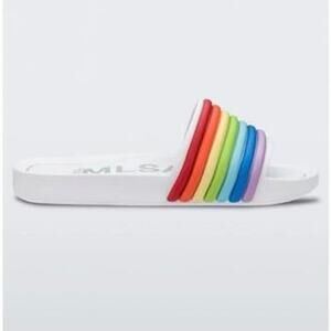 MLSA Melissa Rainbow Stripes Beach Slides NEW! US 8, EUR 39